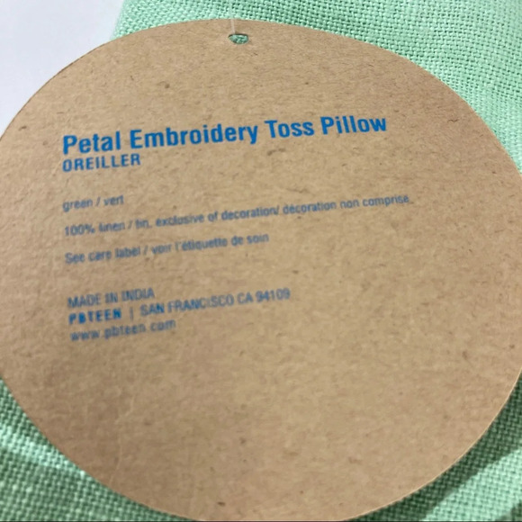 Pottery Barn PB Teen Green Floral Throw Pillowcase NWT - Picture 3 of 4
